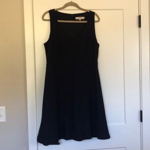 LOFT sleeveless eyelet a-line dress in navy